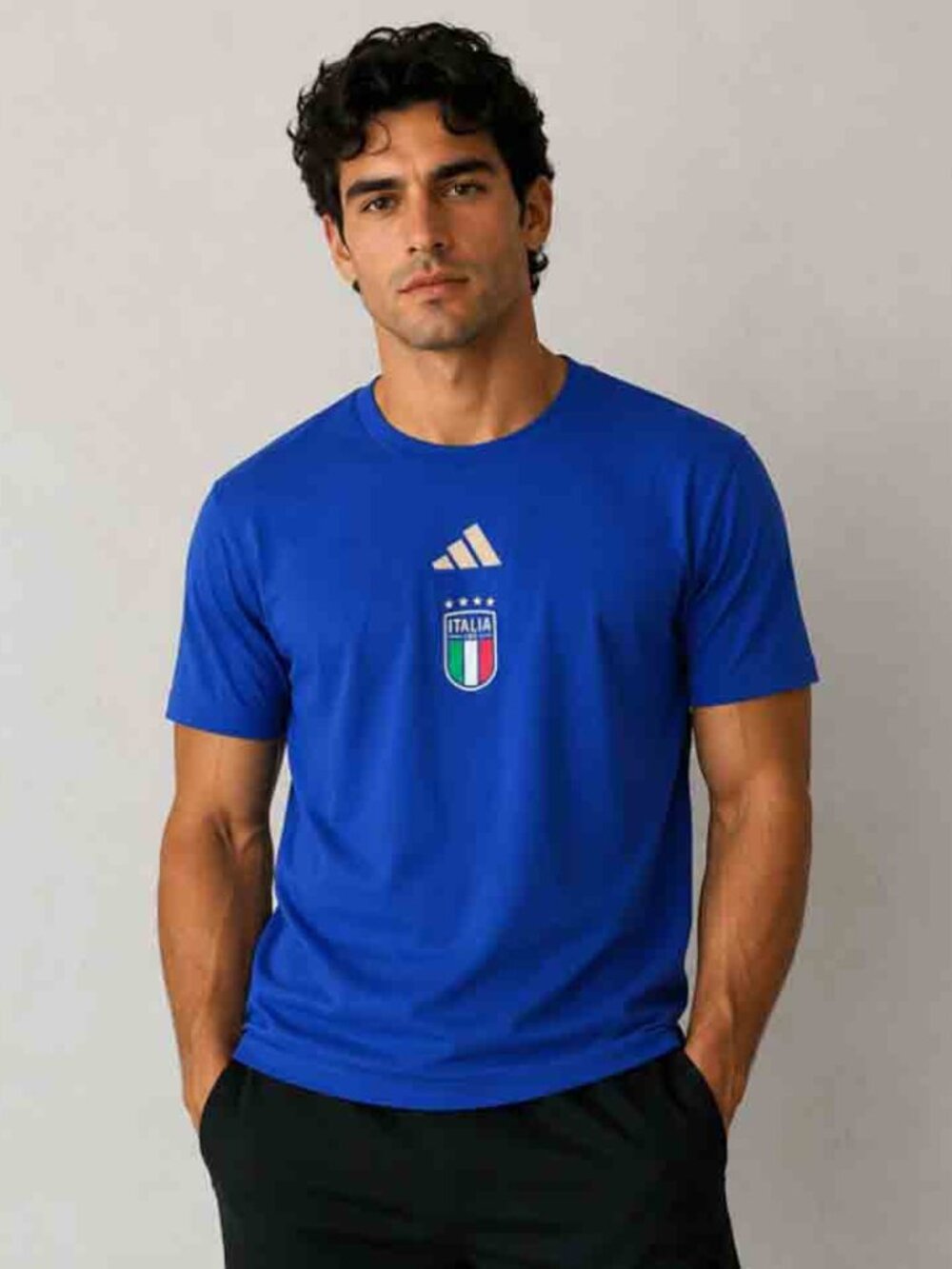 Adidas FIGC DNA Italia Tee T-shirt Shirt Blue Embroidered Italy Men's Size L
